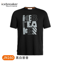 【Icebreaker 男 Central圓領短袖上衣(黑白普普)JN160《黑》】IB0A56CF/短T/排汗衣
