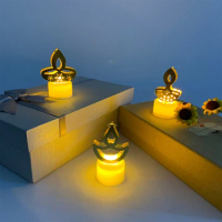 10pc Diwali Diya Decor Led Candle Light Art Hindu Deepavali Festival Night Light Battery Powered