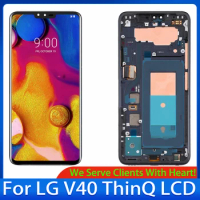 6.4" Original AMOLED For LG V40 ThinQ LCD V405 LM-V405 LM-V409N Touch Screen With Frame Replacement For LG V40 ThinQ Display