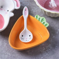 兔子胡蘿卜碗可愛卡通陶瓷碗 創意兒童米飯碗零食碗寶寶碗甜品碗