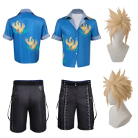 Cloud Strife Cosplay Costume T Shirt Pants Wig Men Fantasia Game Final Fantasy Outfits Halloween Carnival Party Disguise Suit