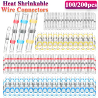 100/200PCS Heat Shrinkable Wire Connectors SST21 Waterproof Sleeve AWG22-18 Butt Electrical Splice Tinned Solder Seal Terminal