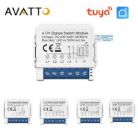 AVATTO Tuya Zigbee Smart Switch Module 1/2/3/4 Gang Touch Switch Button Smart Life APP Remote Works with Alexa Google Home