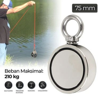 Strong Neodymium Magnet 75mm Bulat 210kg Stainless Hook Gantung N35 D75