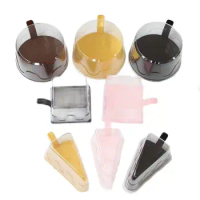 20pcs 6/8 Inch Triangle Round Rectangle Black Pink Gold Plastic Clear Packaging Box Cake Board Disposable Dessert Birthday Tools