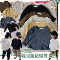 安朵童舖 現貨韓版兒童薄款寬鬆七分袖上衣女童素色七分袖T恤男童內搭長袖上衣童裝(033A)