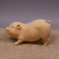 黃楊木雕大肥豬萌豬實木雕刻案頭小擺件可把玩可做茶寵莆田木雕