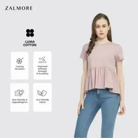 Zalmore Peplum Flare T-Shirt Premium LUMA Cotton - Atas Wanita Lembut Ringan Sejuk Anti Nerawang L B