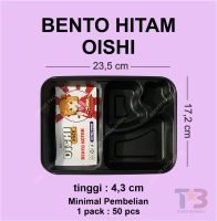 Mika Bento 4 Sekat Warna Hitam isi 25pcs & 50pcs / Box Bento/ Mika Lunch Box/Tray Bento
