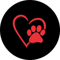 TIRE COVER CENTRAL Paws Love Red Heart Spare Tire Cover ( Sized to Any Make Model (285/70r17 Centered Backup Camera)
