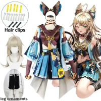 Game Kirara Cosplay Genshin Impact Cosplay Costume Cat Women Combat Uniform Kirara Wig Tails Hallowe