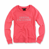 美國百分百【全新真品】Armani Exchange 大學T 長袖 T恤 T-shirt AX 水鑽 玫粉 女XS S號 H634