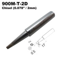 Soldering Tip 900M-T-2D Chisel 2mm for Hakko 936 907 Milwaukee M12SI-0 Radio Shack 64-053 Yihua 936 X-Tronics 3020 Iron Bit