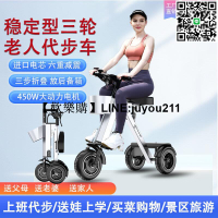 威爾傑迪迷妳折疊電動車超輕便攜折疊三輪車老人車男女露營代步車