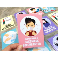 Covid19 Precaution Panduan Sop 4pcs / Keep Social Distancing / Wear A Face Mask / Use Hand Sanitizer