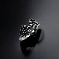 Cincin Pria Wanita Owl Burung Perak Silver Hitam Korea Double Wings