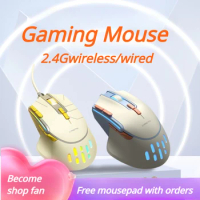 ECHOME Wireless Mouse Dual Mode E-sports Gaming Mouse 12800DPI Adjustable RGB Backlight Ergonomics Office for Laptop Computer