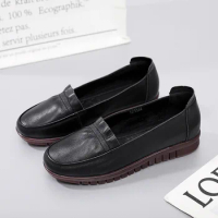 Women Leather Loafer Soft Upper Casual Shoes Quality Rubber Sole Flat Shoes