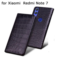 For Redmi Note 7 Case Luxury Genuine Leather Cover Skin for Xiaomi Redmi Note 7 Phone Cases with Tempered Glass Screen Protector