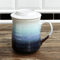 【乾唐軒】雪晶心動陶瓷三件杯 420ml(附茶漏 / 3色)