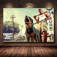 Grand Theft Auto V Game Poster GTA 5 Canvas Art Print Painting Wall Pictures for Room Home Decoration Wall Decor Cuadros