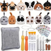 Non-Finished Dog Cat Handmade Wool Felting Material Package Doll Toy DIY Needle Felting Tool Kit Cute Gifts
