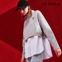 【Le Polka】短版不收邊棉質衛衣-女