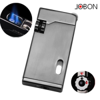 Jobon New Product Double Torch Metal Windproof Lighter Personality Creative Visual Window Adjustable Flame Cigarette Lighter