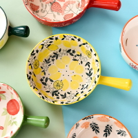 恒笑日式網紅餐具陶瓷泡面碗手柄碗家用創意個性早餐碗水果沙拉碗