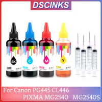 100ML Dye Ink kits For Canon MG2540 MG2540S MG 2540 2540S PIXMA Printer PG445 CL446 Cartridge