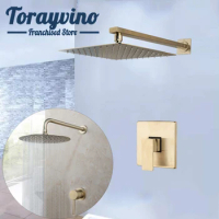bathroom shower faucet brushed gold with Control valve set wall mounted chuveiro gold shingle faucets mixer shower head set