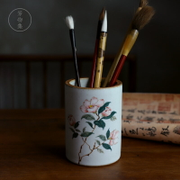 景德鎮陶瓷手工手繪筆筒茶筒復古文房中國風多功能筆筒收納盒擺件