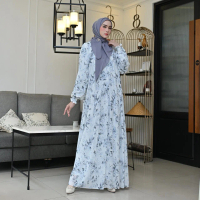 Sadiyyah Fashion Aurelia Flow Dress Ceruty Printing Gamis Elegant Mewah