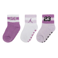 【NIKE 耐吉】襪子 Jodan 小童襪 長襪 紫粉 白 喬丹 中筒襪 休閒 舒適 三雙入(JD2313034IF-001)