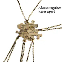 5 Pcs/1Set Saling Jigsaw Puzzle Liontin Kalung Teman Terbaik Persahabatan