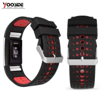 YOOSIDE Soft Silicone Adjustable Waterproof Sport Watch Wrist Strap Band for Fitbit Charge 2/Charge 2 HR Replacement Wristband