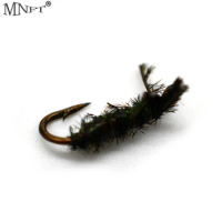 MNFT 10PCS #14 Peacock Herl Green Larva Pupae Nymph Flies Trout Fly Fishing Lures