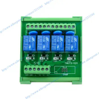 4 channels 24V 10A DIN rail mount Relay Module driver board output amplifier board PLC board relay SRD-24VDC-SL-C PNP