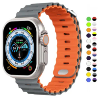 Ocean silicone strap for Apple Watch Ultra2 49mm 45mm 40mm 44mm 41mm sport bracelet for apple watch bands serie 9 8 7 6 5 4 3 SE
