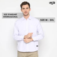 RS31 Baju Kemeja Alaska Shirt White Basic Cowok Jumbo - Kemeja Lengan Panjang Putih Polos Super Big 
