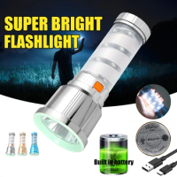 Portable 2000LM Led Flashlights Built-in Battery Type-C Rechargeable High Power With Magnet Outdoor Camping Emergency Lantern