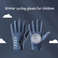 Children's Gloves Warm Cycling Winter Autumn Waterproof Kids Reflect Light Non-Slip Ski Fleece Boy Girl Scooter Gloves Zipper