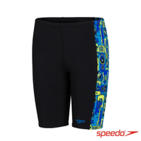 (E3) Speedo 男孩 運動及膝泳褲 Allover Panel 黑/藍黃 SD809531G020【陽光樂活】