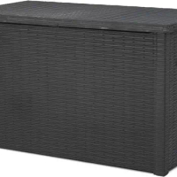 Keter Java XXL 230 Gallon Resin Rattan Look Large Outdoor Storage Deck Box for Patio Furniture Cushions, Pool Toys, and Garden T