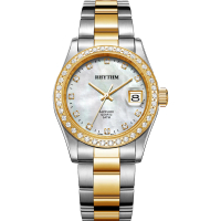 【RHYTHM 麗聲】晶鑽石英手錶-珍珠貝-38mm 女王節(RQ1619S03)