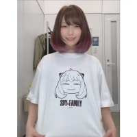 Spy×Family เสื้อยืด Anya เสื้ออนิเมะพิมพ์ลายการ์ตูนอนิเมะ  สําหรับผู้ชาย และผู้หญิง Tops white black