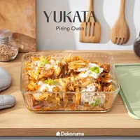 Dekoruma YUKATA Piring Oven Saji Kaca / Kaca Pirex / Piring Kaca Tahan Panas - 2600 ml dengan Tutup
