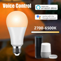 WiFi Smart LED Bulb Lamp 9W Adjustable Dimmable Support Alexa Google assistant Alice Cold White Warm White Voice Control