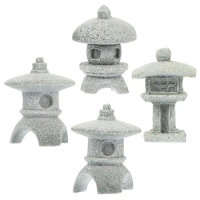 Retro Gazebo Chinese Lanterns Mini Pagoda Model Decoration Stone Miniature Statue Sandstone Home Accessories