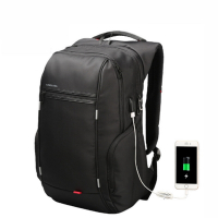 leaper防潑水防盜 USB充電手機吸盤15.6吋電腦後背包 黑色